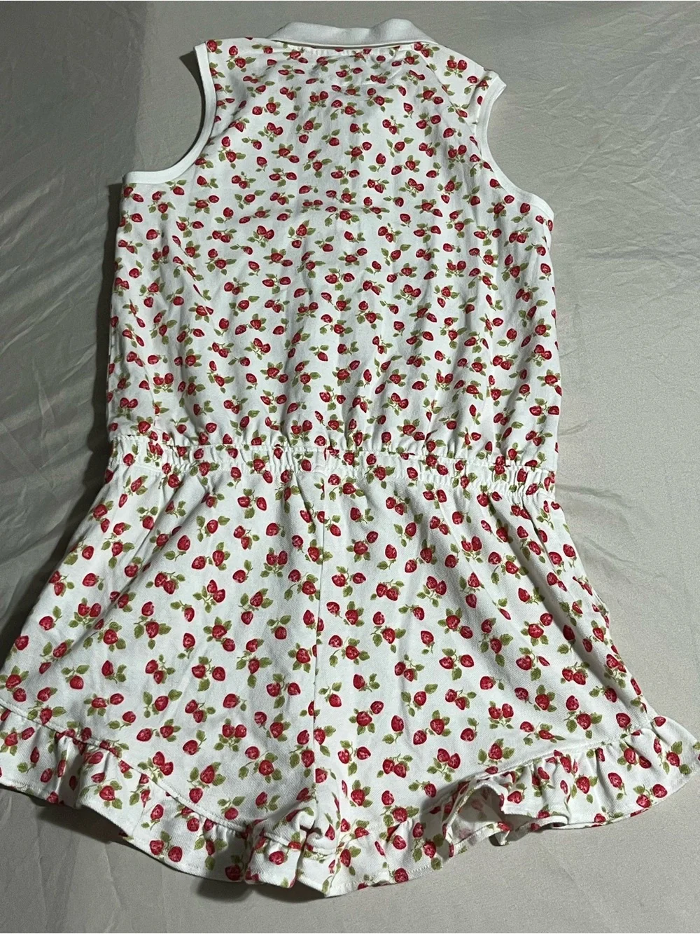 Polo Ralph Lauren White with Red Strawberry Print Romper Girl Size XL 16 NWT